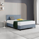 Linen Fabric Queen Bed Deluxe Headboard Bedhead - Berlin Blue - Front View