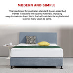 Linen Fabric Queen Bed Deluxe Headboard Bedhead - Berlin Blue