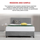 Linen Fabric Queen Bed Deluxe Headboard Bedhead - Night Ash - 45-Degree Angle