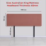 Linen Fabric King Bed Deluxe Headboard Bedhead - Pearl Copper Brown - Rear View