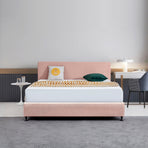 Linen Fabric King Bed Deluxe Headboard Bedhead - Pale Pink