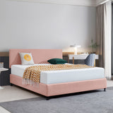 Linen Fabric King Bed Deluxe Headboard Bedhead - Pale Pink - Front View