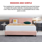 Linen Fabric King Bed Deluxe Headboard Bedhead - Pale Pink