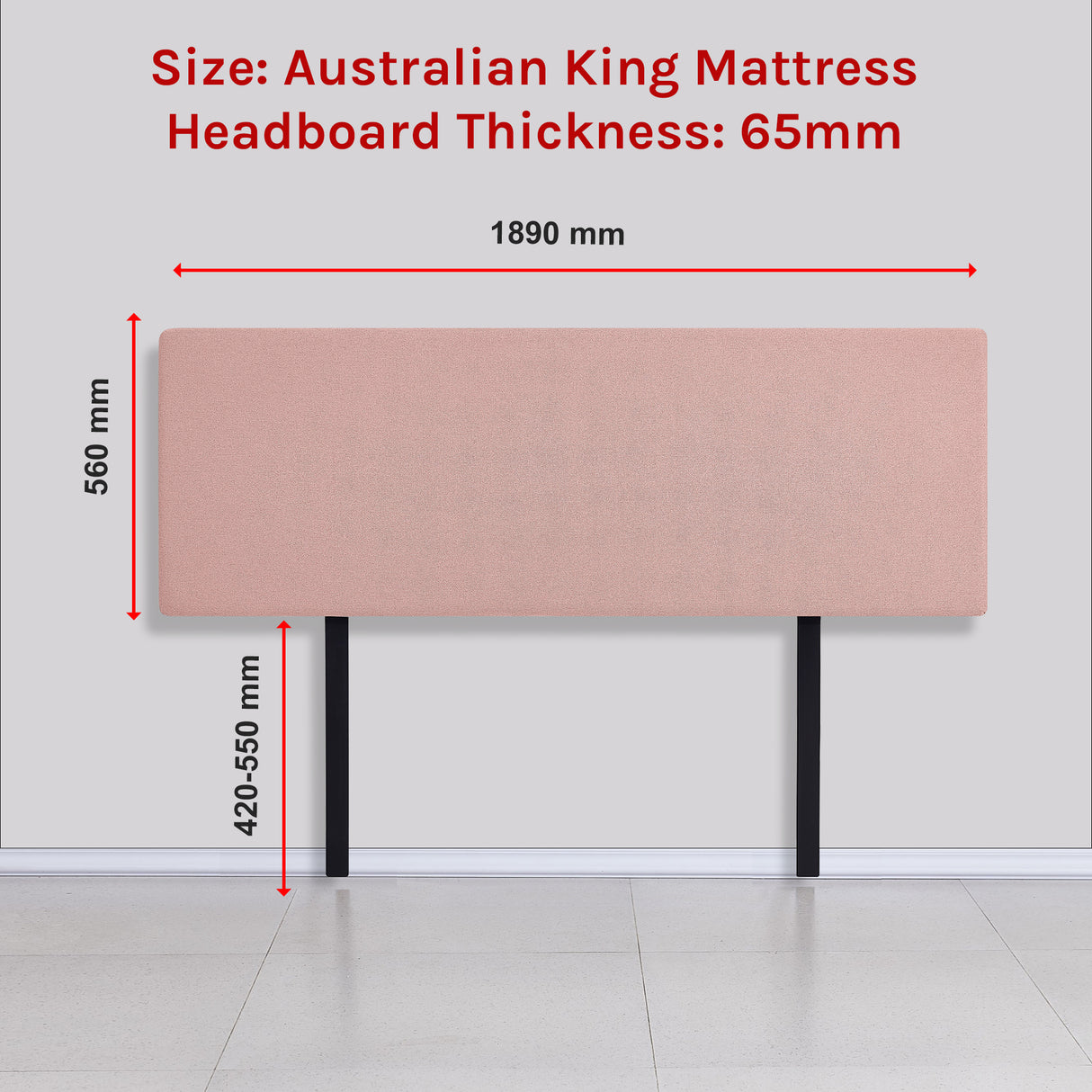 Linen Fabric King Bed Deluxe Headboard Bedhead - Pale Pink