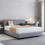 Linen Fabric King Bed Deluxe Headboard Bedhead - Slate Ash - Front View