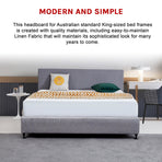 Linen Fabric King Bed Deluxe Headboard Bedhead - Slate Ash