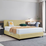 Linen Fabric King Bed Deluxe Headboard Bedhead - Sulfur Yellow - Front View