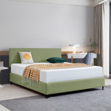 Linen Fabric King Bed Deluxe Headboard Bedhead - Olive Green - Front View