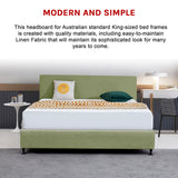 Linen Fabric King Bed Deluxe Headboard Bedhead - Olive Green - 45-Degree Angle