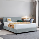 Linen Fabric King Bed Deluxe Headboard Bedhead - Stone Grey - Front View