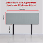 Linen Fabric King Bed Deluxe Headboard Bedhead - Stone Grey