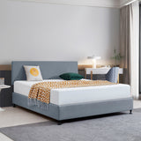 Linen Fabric King Bed Deluxe Headboard Bedhead - Berlin Blue - Front View