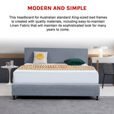 Linen Fabric King Bed Deluxe Headboard Bedhead - Berlin Blue