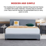 Linen Fabric King Bed Deluxe Headboard Bedhead - Berlin Blue