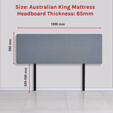 Linen Fabric King Bed Deluxe Headboard Bedhead - Berlin Blue