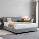 Linen Fabric King Bed Deluxe Headboard Bedhead - Night Ash - Front View
