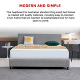 Linen Fabric King Bed Deluxe Headboard Bedhead - Night Ash
