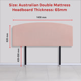 Linen Fabric Double Bed Curved Headboard Bedhead - Pale Pink - Rear View