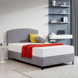 Linen Fabric Double Bed Curved Headboard Bedhead - Slate Ash - Front View