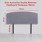 Linen Fabric Double Bed Curved Headboard Bedhead - Slate Ash