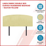 Linen Fabric Double Bed Curved Headboard Bedhead - Sulfur Yellow - Top-Down View