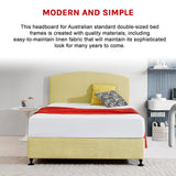 Linen Fabric Double Bed Curved Headboard Bedhead - Sulfur Yellow - 45-Degree Angle