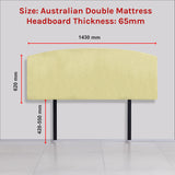 Linen Fabric Double Bed Curved Headboard Bedhead - Sulfur Yellow - Rear View