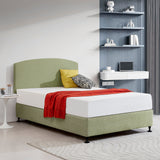 Linen Fabric Double Bed Curved Headboard Bedhead - Olive Green - Front View