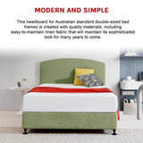Linen Fabric Double Bed Curved Headboard Bedhead - Olive Green - 45-Degree Angle