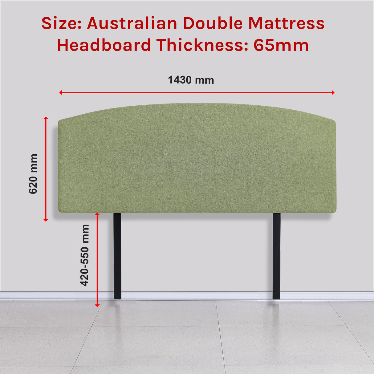 Linen Fabric Double Bed Curved Headboard Bedhead - Olive Green