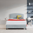 Linen Fabric Double Bed Curved Headboard Bedhead - Stone Grey