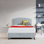 Linen Fabric Double Bed Curved Headboard Bedhead - Stone Grey