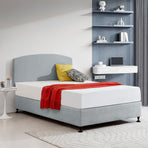 Linen Fabric Double Bed Curved Headboard Bedhead - Stone Grey