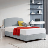 Linen Fabric Double Bed Curved Headboard Bedhead - Stone Grey - Front View