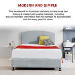 Linen Fabric Double Bed Curved Headboard Bedhead - Stone Grey