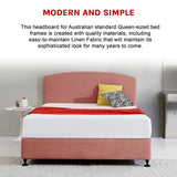 Linen Fabric Queen Bed Curved Headboard Bedhead - Pearl Copper Brown - 45-Degree Angle