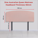 Linen Fabric Queen Bed Curved Headboard Bedhead - Pale Pink - Rear View