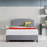 Linen Fabric Queen Bed Curved Headboard Bedhead - Slate Ash - Front View
