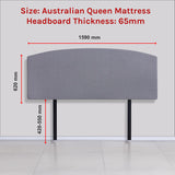 Linen Fabric Queen Bed Curved Headboard Bedhead - Slate Ash - Rear View
