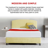 Linen Fabric Queen Bed Curved Headboard Bedhead - Sulfur Yellow - 45-Degree Angle