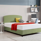 Linen Fabric Queen Bed Curved Headboard Bedhead - Olive Green - Front View