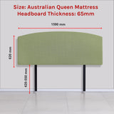 Linen Fabric Queen Bed Curved Headboard Bedhead - Olive Green - Rear View