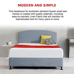 Linen Fabric Queen Bed Curved Headboard Bedhead - Berlin Blue