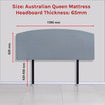 Linen Fabric Queen Bed Curved Headboard Bedhead - Berlin Blue