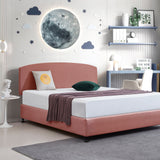 Linen Fabric King Bed Curved Headboard Bedhead - Pearl Copper Brown - Front View