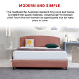 Linen Fabric King Bed Curved Headboard Bedhead - Pearl Copper Brown - 45-Degree Angle