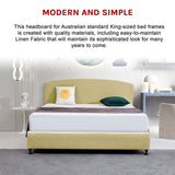 Linen Fabric King Bed Curved Headboard Bedhead - Sulfur Yellow - 45-Degree Angle