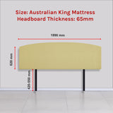 Linen Fabric King Bed Curved Headboard Bedhead - Sulfur Yellow - Rear View