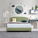 Linen Fabric King Bed Curved Headboard Bedhead - Olive Green