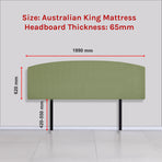 Linen Fabric King Bed Curved Headboard Bedhead - Olive Green